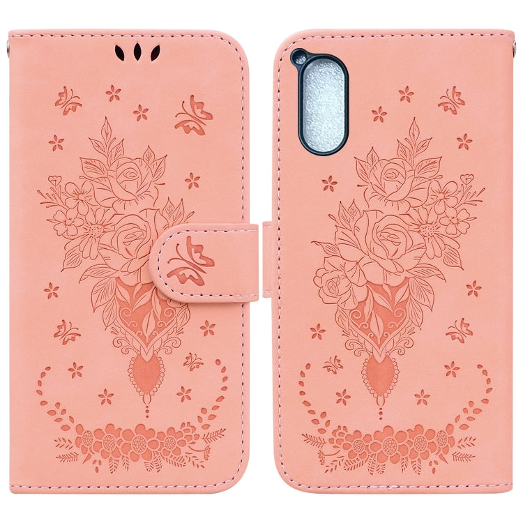 For Sony Xperia 5 V Butterfly Rose Embossed Leather Phone Case