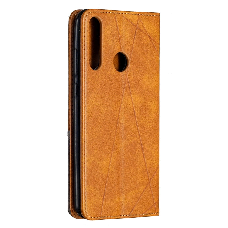 For Huawei Y6p Rhombus Texture Horizontal Flip Magnetic Leather Case with Holder & Card Slots & Wallet