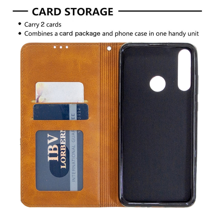 For Huawei Y6p Rhombus Texture Horizontal Flip Magnetic Leather Case with Holder & Card Slots & Wallet