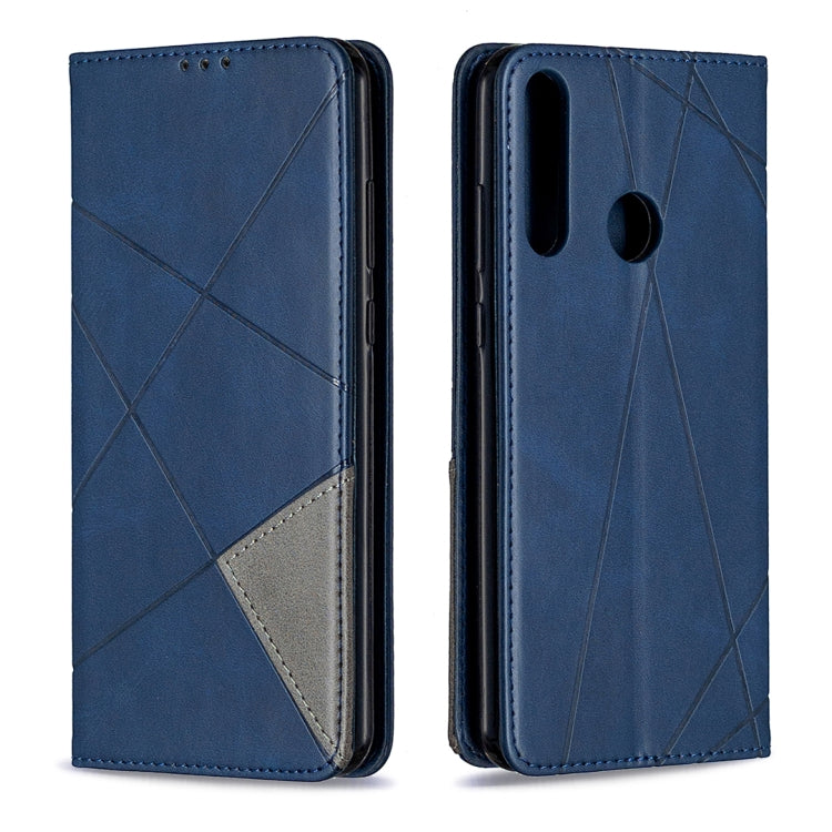 For Huawei Y6p Rhombus Texture Horizontal Flip Magnetic Leather Case with Holder & Card Slots & Wallet