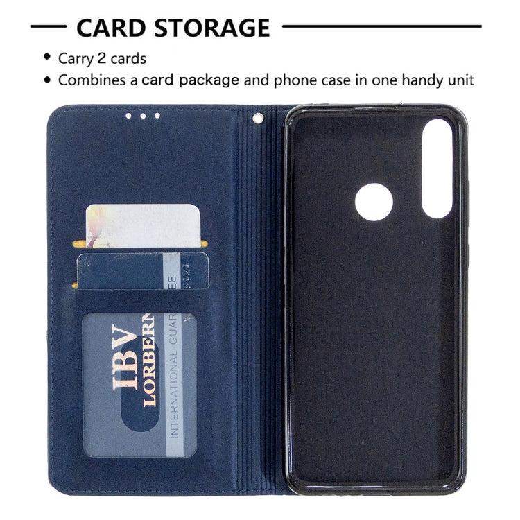 For Huawei Y6p Rhombus Texture Horizontal Flip Magnetic Leather Case with Holder & Card Slots & Wallet