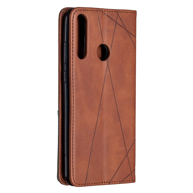 For Huawei Y6p Rhombus Texture Horizontal Flip Magnetic Leather Case with Holder & Card Slots & Wallet