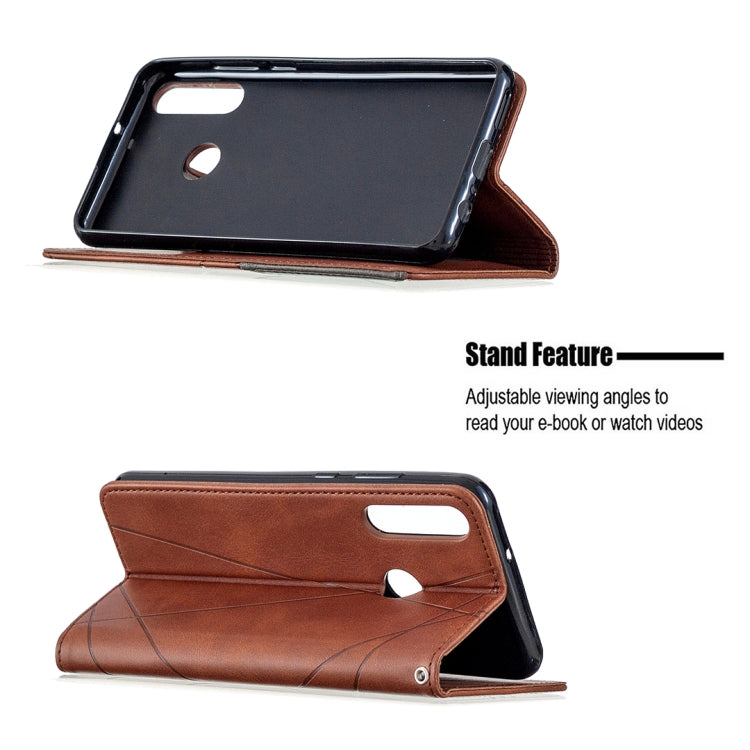 For Huawei Y6p Rhombus Texture Horizontal Flip Magnetic Leather Case with Holder & Card Slots & Wallet