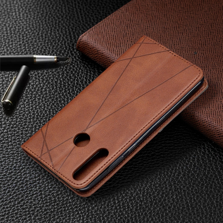 For Huawei Y6p Rhombus Texture Horizontal Flip Magnetic Leather Case with Holder & Card Slots & Wallet