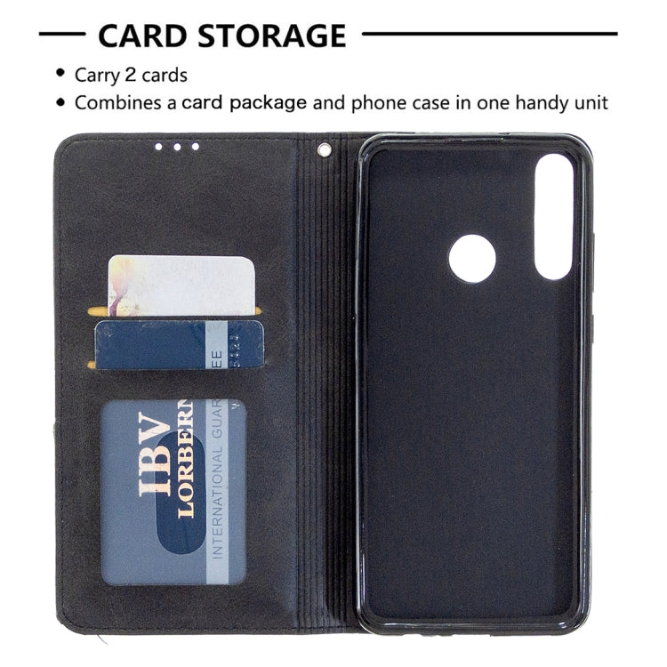 For Huawei Y6p Rhombus Texture Horizontal Flip Magnetic Leather Case with Holder & Card Slots & Wallet