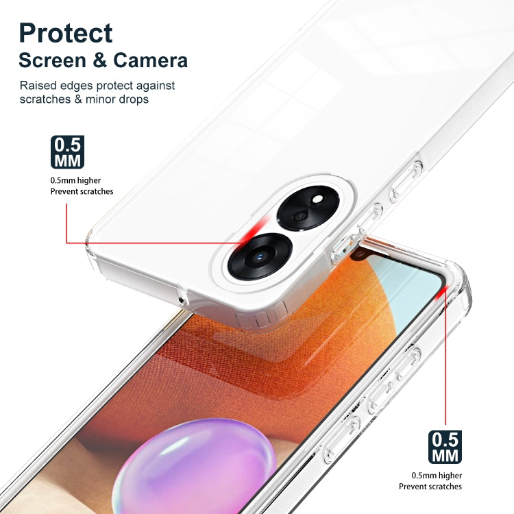 For OPPO A78 4G 3 in 1 Clear TPU Color PC Frame Phone Case