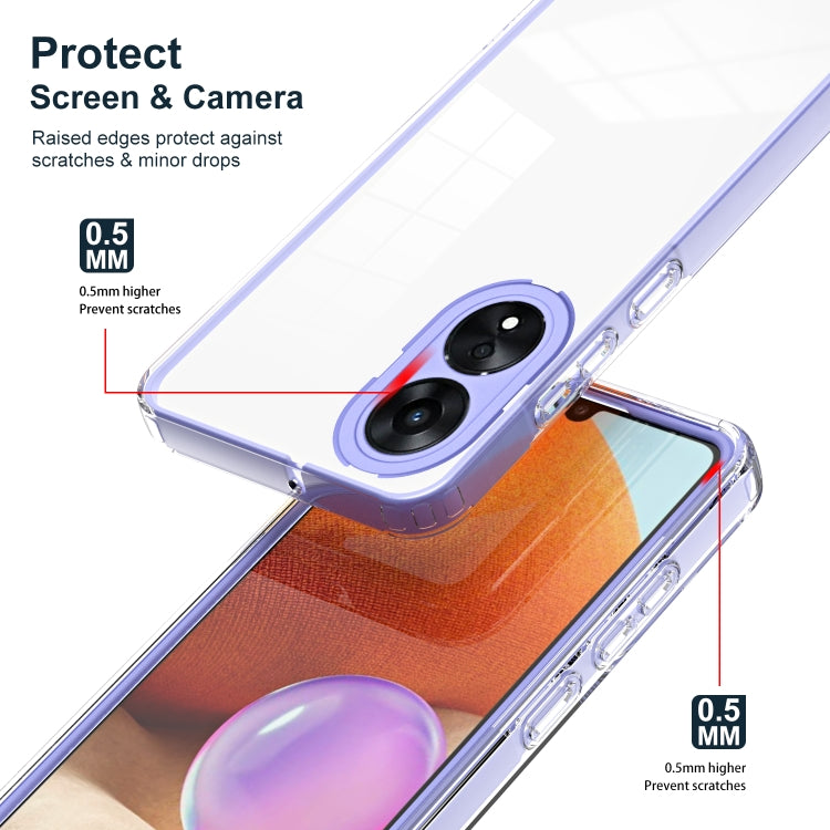 For OPPO A78 4G 3 in 1 Clear TPU Color PC Frame Phone Case