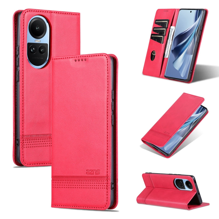 For OPPO Reno10 Global AZNS Magnetic Calf Texture Flip Leather Phone Case