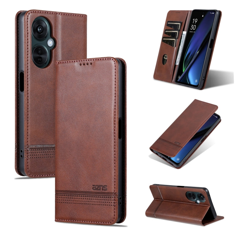 For OPPO K11 5G / OnePlus Nord CE3 AZNS Magnetic Calf Texture Flip Leather Phone Case