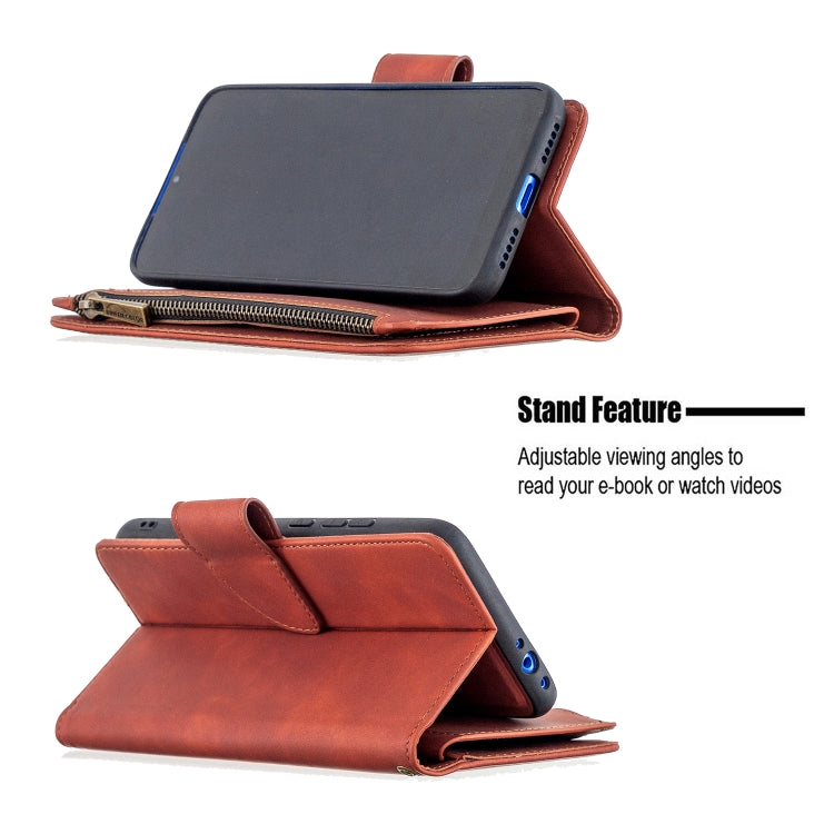 For Xiaomi Redmi 7 Skin Feel Detachable Magnetic Zipper Horizontal Flip PU Leather Case with Multi-Card Slots & Holder & Wallet & Photo Frame & Lanyard