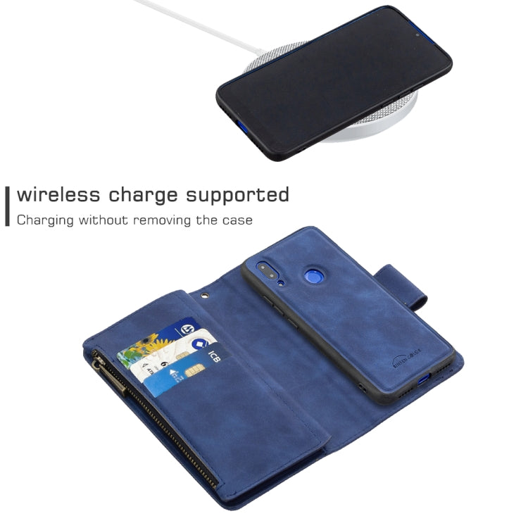 For Xiaomi Redmi 7 Skin Feel Detachable Magnetic Zipper Horizontal Flip PU Leather Case with Multi-Card Slots & Holder & Wallet & Photo Frame & Lanyard