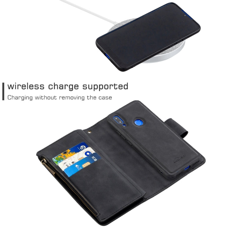 For Xiaomi Redmi 7 Skin Feel Detachable Magnetic Zipper Horizontal Flip PU Leather Case with Multi-Card Slots & Holder & Wallet & Photo Frame & Lanyard