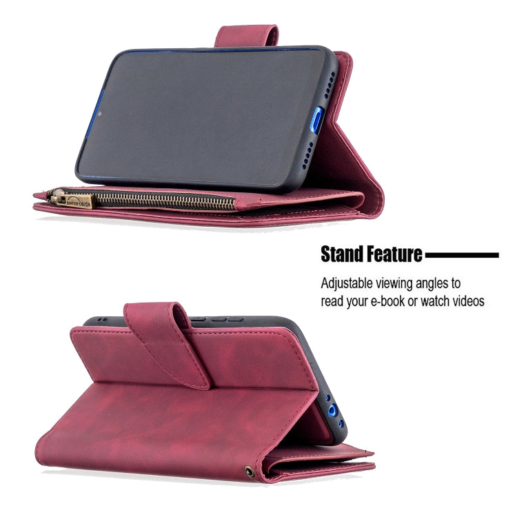 For Xiaomi Redmi 7 Skin Feel Detachable Magnetic Zipper Horizontal Flip PU Leather Case with Multi-Card Slots & Holder & Wallet & Photo Frame & Lanyard