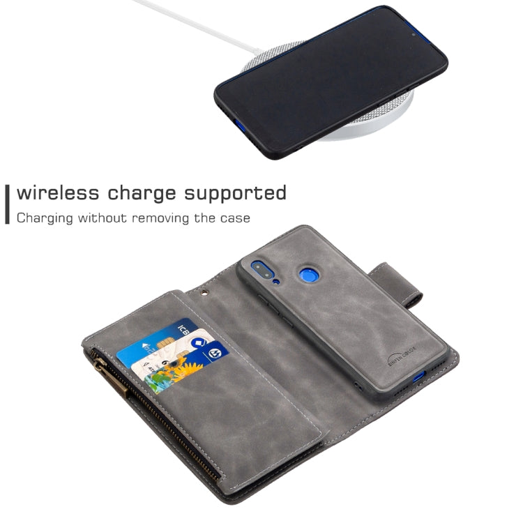 For Xiaomi Redmi 7 Skin Feel Detachable Magnetic Zipper Horizontal Flip PU Leather Case with Multi-Card Slots & Holder & Wallet & Photo Frame & Lanyard