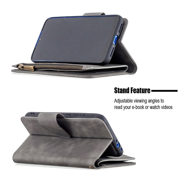 For Xiaomi Redmi 7 Skin Feel Detachable Magnetic Zipper Horizontal Flip PU Leather Case with Multi-Card Slots & Holder & Wallet & Photo Frame & Lanyard