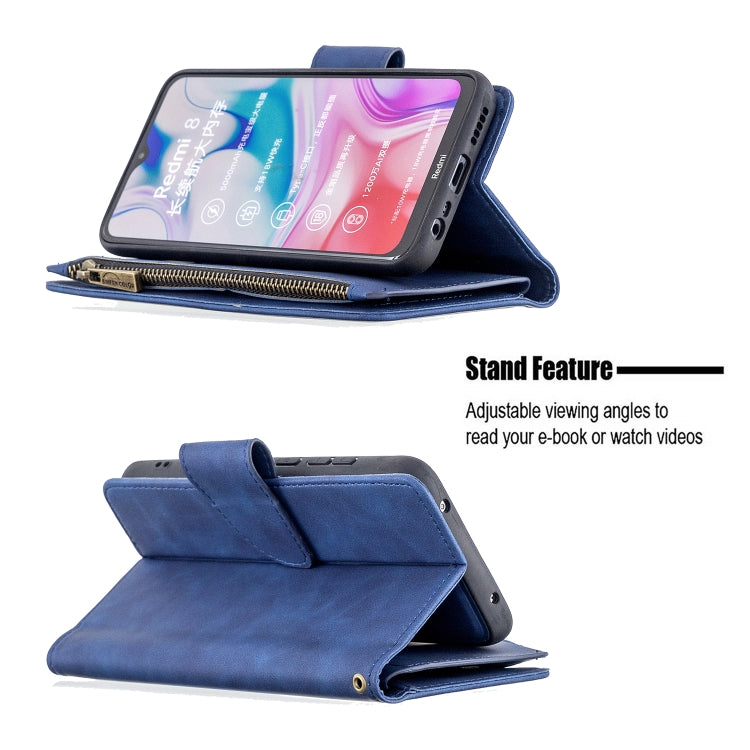 For Xiaomi Redmi 8A Skin Feel Detachable Magnetic Zipper Horizontal Flip PU Leather Case with Multi-Card Slots & Holder & Wallet & Photo Frame & Lanyard