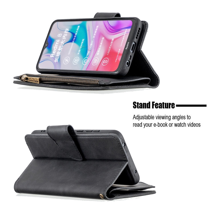 For Xiaomi Redmi 8A Skin Feel Detachable Magnetic Zipper Horizontal Flip PU Leather Case with Multi-Card Slots & Holder & Wallet & Photo Frame & Lanyard