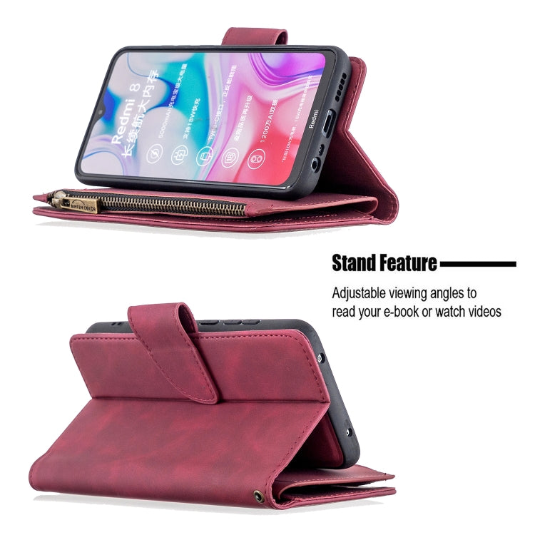 For Xiaomi Redmi 8A Skin Feel Detachable Magnetic Zipper Horizontal Flip PU Leather Case with Multi-Card Slots & Holder & Wallet & Photo Frame & Lanyard