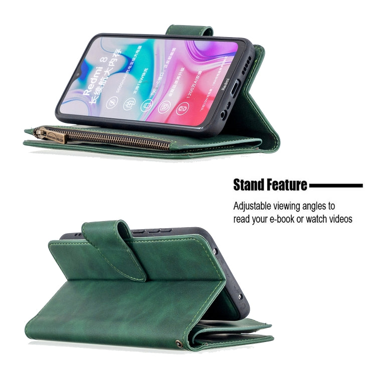 For Xiaomi Redmi 8A Skin Feel Detachable Magnetic Zipper Horizontal Flip PU Leather Case with Multi-Card Slots & Holder & Wallet & Photo Frame & Lanyard