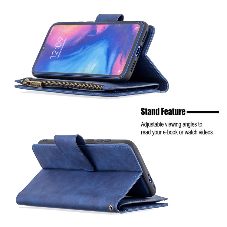 For Xiaomi Redmi Note 7 Skin Feel Detachable Magnetic Zipper Horizontal Flip PU Leather Case with Multi-Card Slots & Holder & Wallet & Photo Frame & Lanyard
