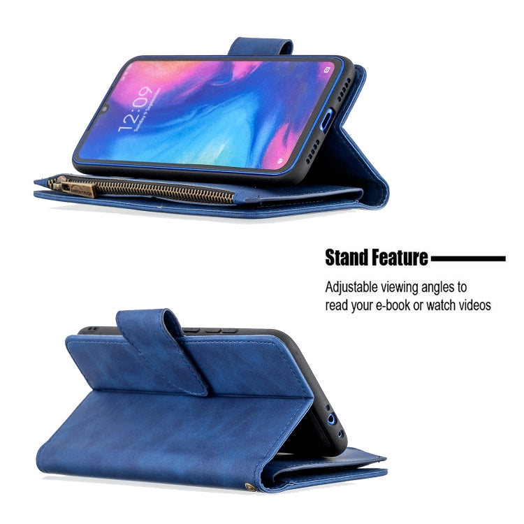 For Xiaomi Redmi Note 7 Skin Feel Detachable Magnetic Zipper Horizontal Flip PU Leather Case with Multi-Card Slots & Holder & Wallet & Photo Frame & Lanyard