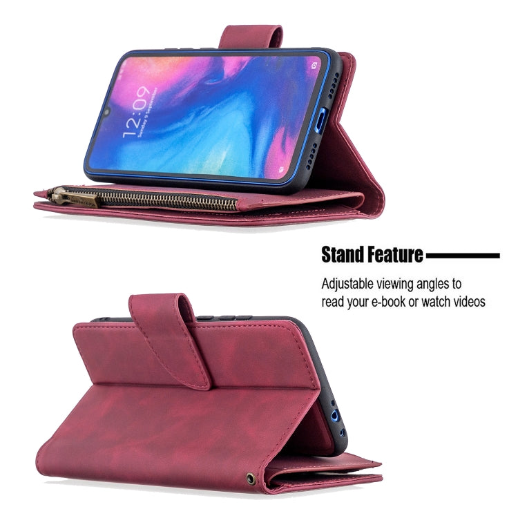 For Xiaomi Redmi Note 7 Skin Feel Detachable Magnetic Zipper Horizontal Flip PU Leather Case with Multi-Card Slots & Holder & Wallet & Photo Frame & Lanyard