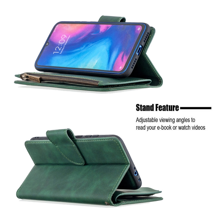 For Xiaomi Redmi Note 7 Skin Feel Detachable Magnetic Zipper Horizontal Flip PU Leather Case with Multi-Card Slots & Holder & Wallet & Photo Frame & Lanyard