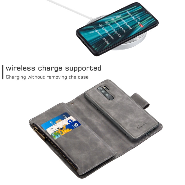 For Xiaomi Redmi Note 8 Pro Skin Feel Detachable Magnetic Zipper Horizontal Flip PU Leather Case with Multi-Card Slots & Holder & Wallet & Photo Frame & Lanyard