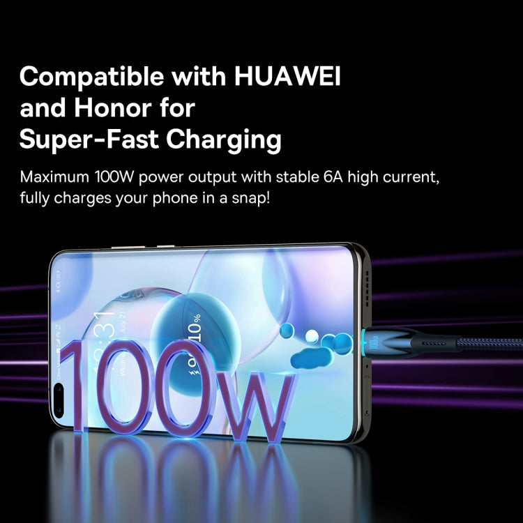 Baseus Lamp Ring Series 100W USB to USB-C/Type-C Fast Charge Data Cable, Length: 1m