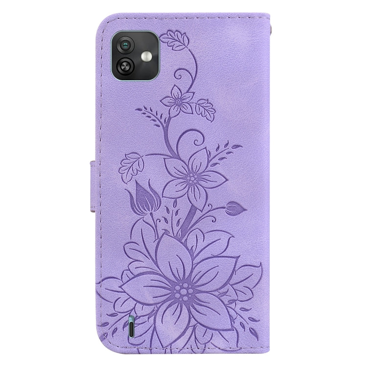 For Wiko Y82 Lily Embossed Leather Phone Case