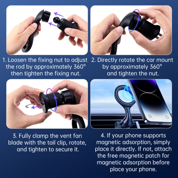 ROCK RPH1000 Car Air Vent Rotating Magnetic Ring Phone Mount(Black)