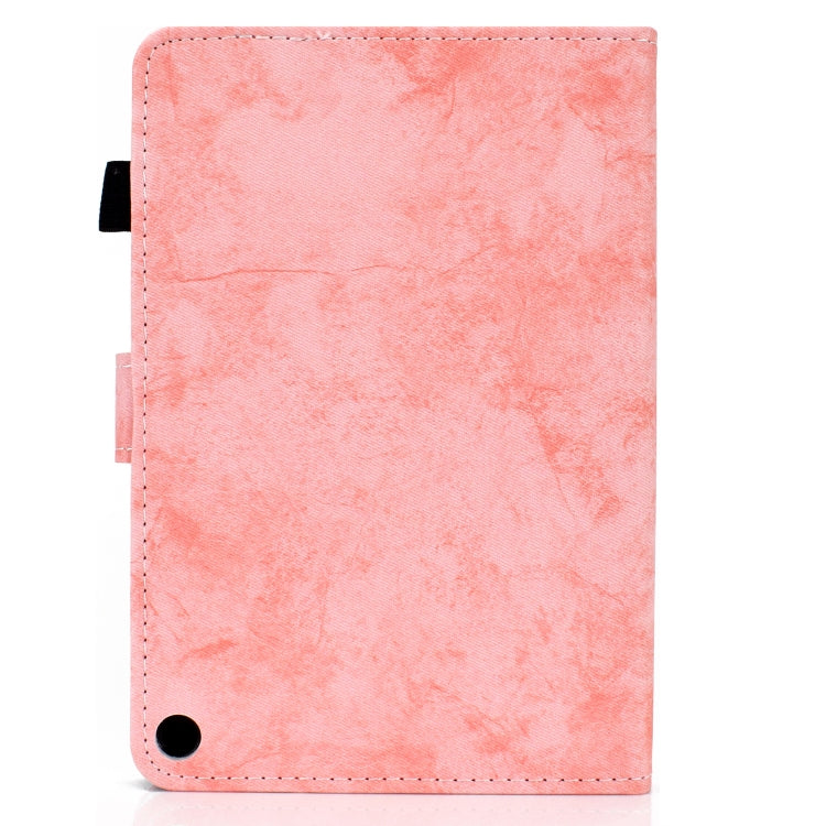 For Amazon Kindle Fire HD 8 (2020) Marble Style Cloth Texture Tablet PC Protective Leather Case with Bracket & Card Slot & Pen Slot & Anti Skid Strip & Wake-up / Sleep Function
