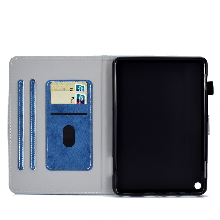 For Amazon Kindle Fire HD 8 (2020) Marble Style Cloth Texture Tablet PC Protective Leather Case with Bracket & Card Slot & Pen Slot & Anti Skid Strip & Wake-up / Sleep Function