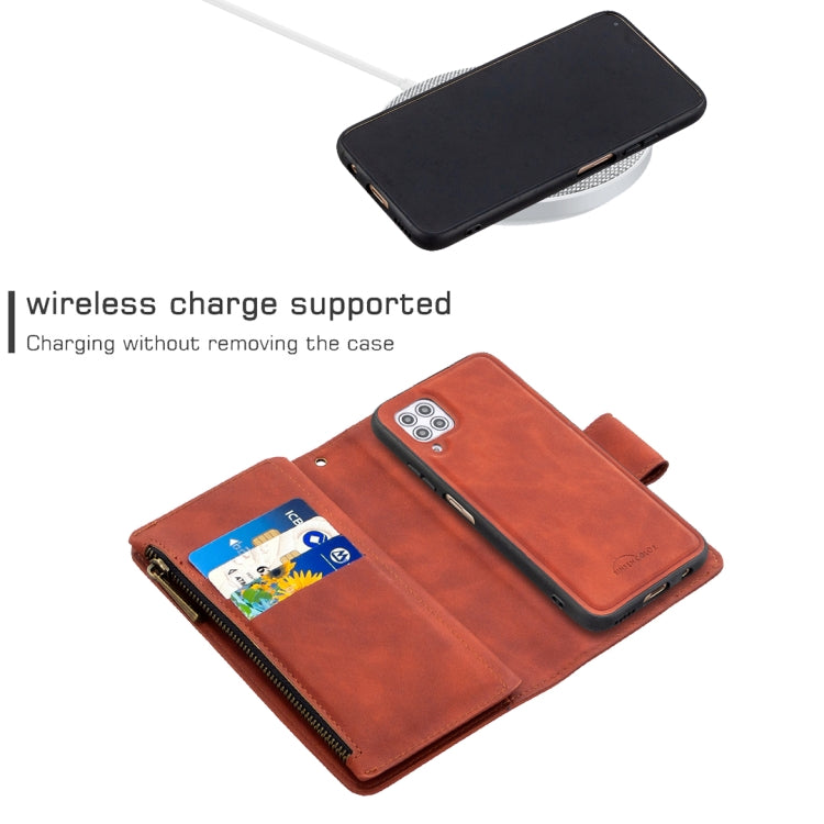 For Huawei P40 Lite Skin Feel Detachable Magnetic Zipper Horizontal Flip PU Leather Case with Holder & Card Slots & Wallet & Photo Frame & Lanyard