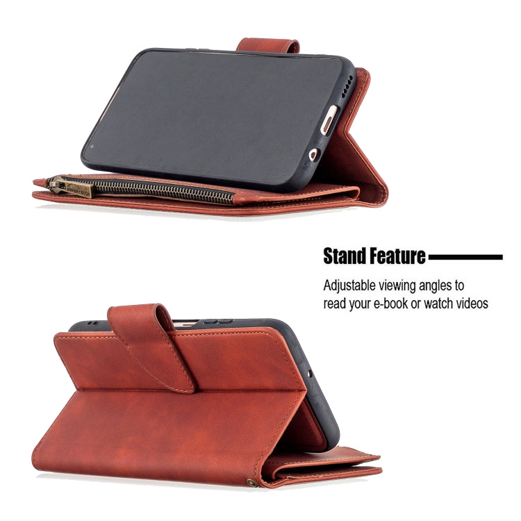 For Huawei P40 Lite Skin Feel Detachable Magnetic Zipper Horizontal Flip PU Leather Case with Holder & Card Slots & Wallet & Photo Frame & Lanyard