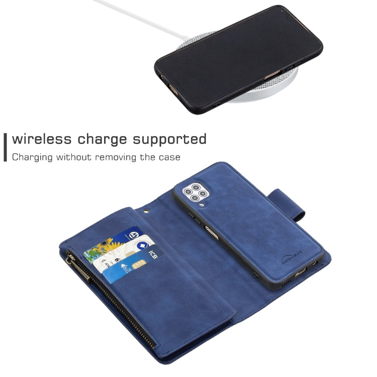 For Huawei P40 Lite Skin Feel Detachable Magnetic Zipper Horizontal Flip PU Leather Case with Holder & Card Slots & Wallet & Photo Frame & Lanyard