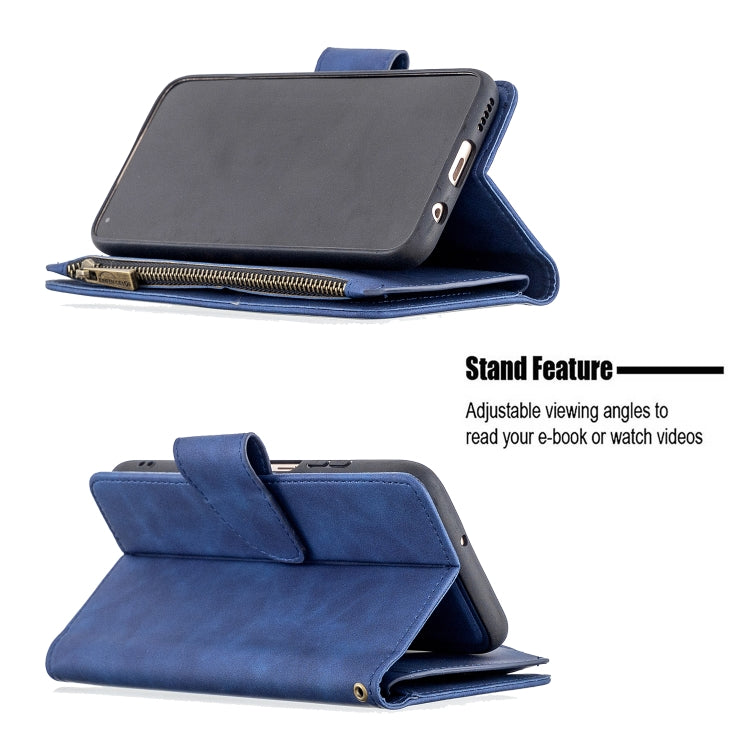 For Huawei P40 Lite Skin Feel Detachable Magnetic Zipper Horizontal Flip PU Leather Case with Holder & Card Slots & Wallet & Photo Frame & Lanyard