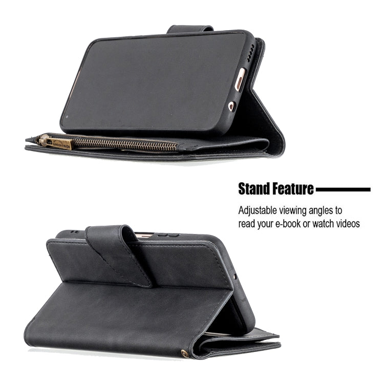 For Huawei P40 Lite Skin Feel Detachable Magnetic Zipper Horizontal Flip PU Leather Case with Holder & Card Slots & Wallet & Photo Frame & Lanyard