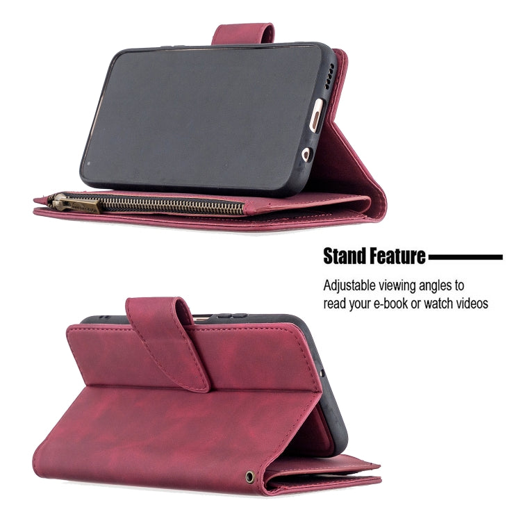 For Huawei P40 Lite Skin Feel Detachable Magnetic Zipper Horizontal Flip PU Leather Case with Holder & Card Slots & Wallet & Photo Frame & Lanyard