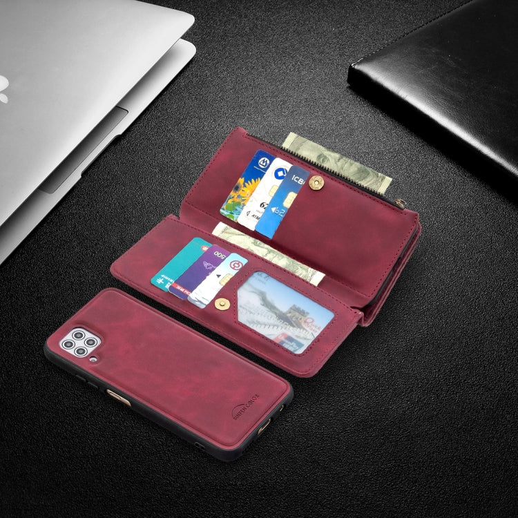 For Huawei P40 Lite Skin Feel Detachable Magnetic Zipper Horizontal Flip PU Leather Case with Holder & Card Slots & Wallet & Photo Frame & Lanyard