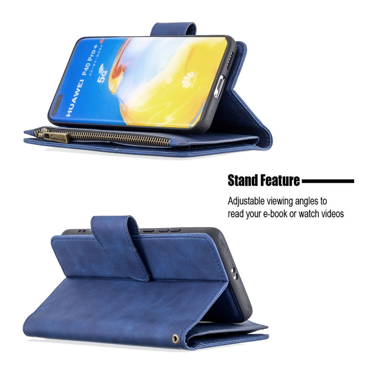 For Huawei P40 Pro Skin Feel Detachable Magnetic Zipper Horizontal Flip PU Leather Case with Holder & Card Slots & Wallet & Photo Frame & Lanyard