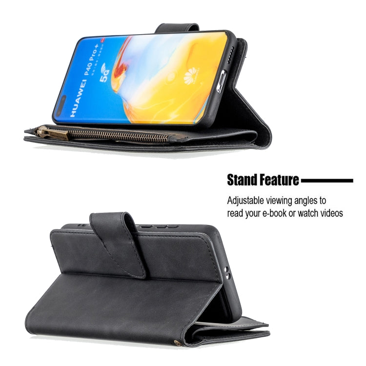 For Huawei P40 Pro Skin Feel Detachable Magnetic Zipper Horizontal Flip PU Leather Case with Holder & Card Slots & Wallet & Photo Frame & Lanyard