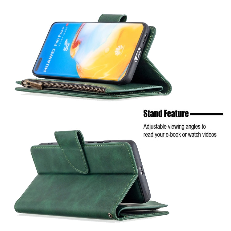 For Huawei P40 Pro Skin Feel Detachable Magnetic Zipper Horizontal Flip PU Leather Case with Holder & Card Slots & Wallet & Photo Frame & Lanyard