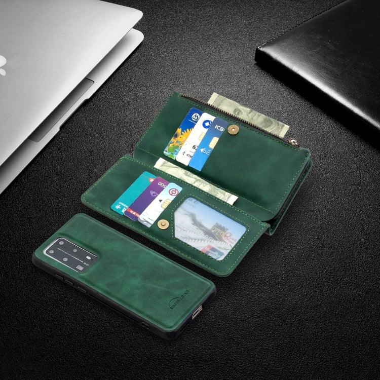 For Huawei P40 Pro Skin Feel Detachable Magnetic Zipper Horizontal Flip PU Leather Case with Holder & Card Slots & Wallet & Photo Frame & Lanyard