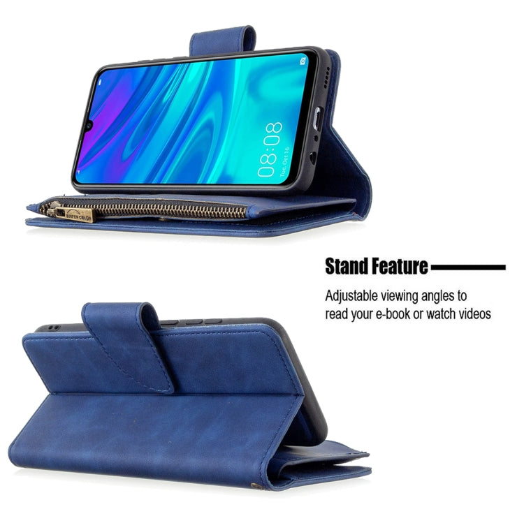 For Huawei P Smart (2019) Skin Feel Detachable Magnetic Zipper Horizontal Flip PU Leather Case with Holder & Card Slots & Wallet & Photo Frame & Lanyard
