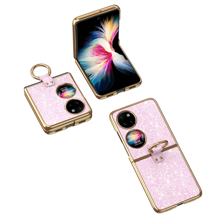 For Huawei P50 Pocket Plating Gradient Color Glitter Phone Case With Ring Holder