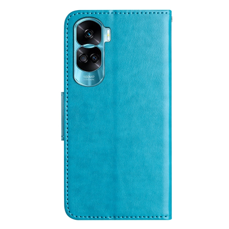 For Honor 90 Lite Butterfly Flower Pattern Flip Leather Phone Case