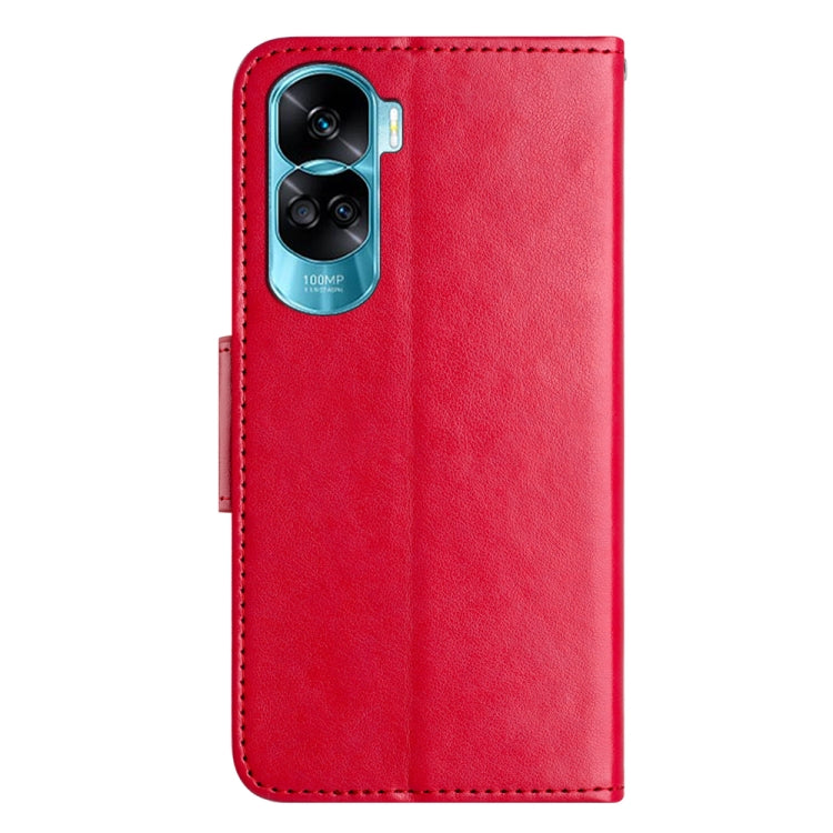 For Honor 90 Lite Butterfly Flower Pattern Flip Leather Phone Case