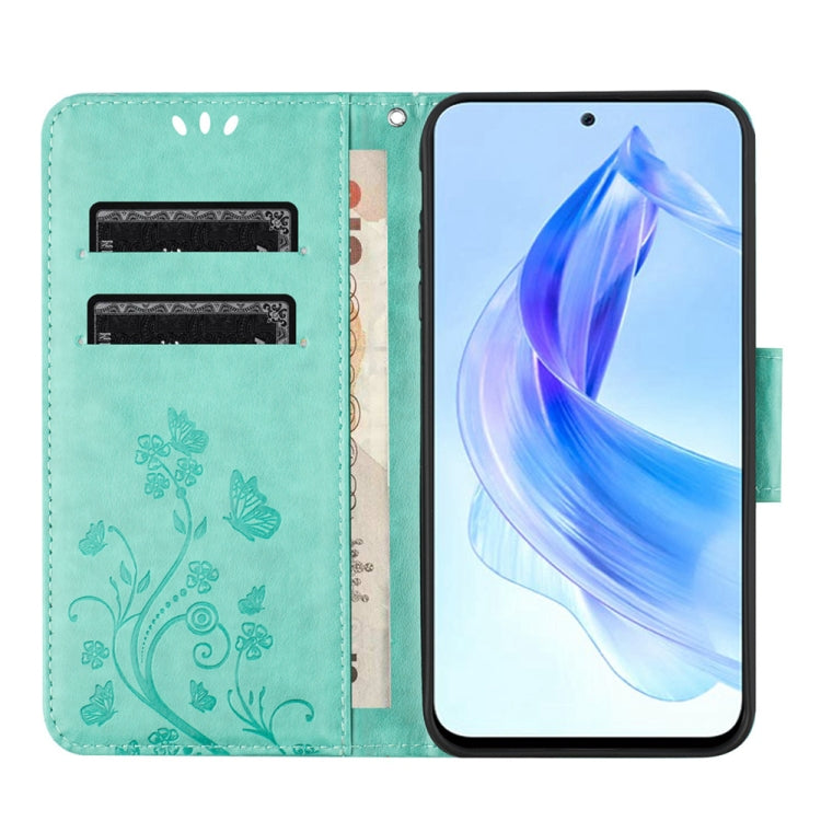 For Honor 90 Lite Butterfly Flower Pattern Flip Leather Phone Case