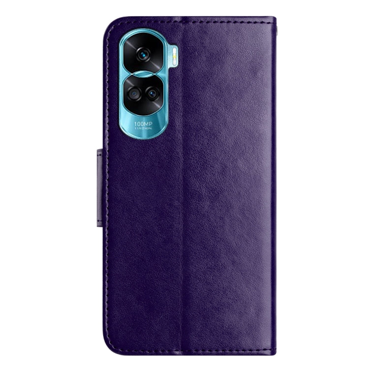 For Honor 90 Lite Butterfly Flower Pattern Flip Leather Phone Case